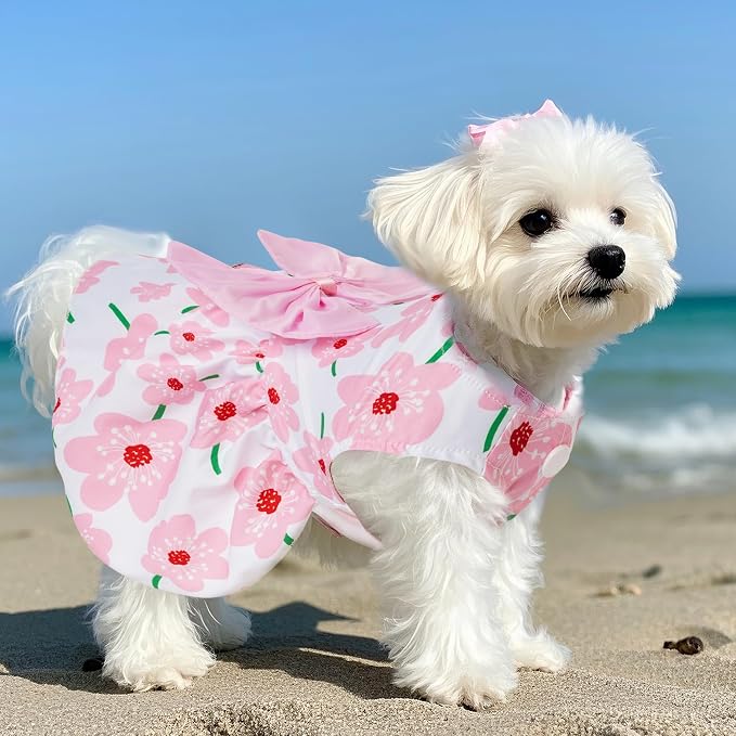 choyaxo Floral Dog Dress Cute Dog Skirt Pet Dress Summer Pet Clothes 3